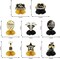 8pc Happy Anniversary Honeycomb Centerpieces - Black & Gold 3D Table Decorations - Milestone Anniversary Party Supplies for 1st, 10th, 25th, 50th Wedding Anniversary & Company Events